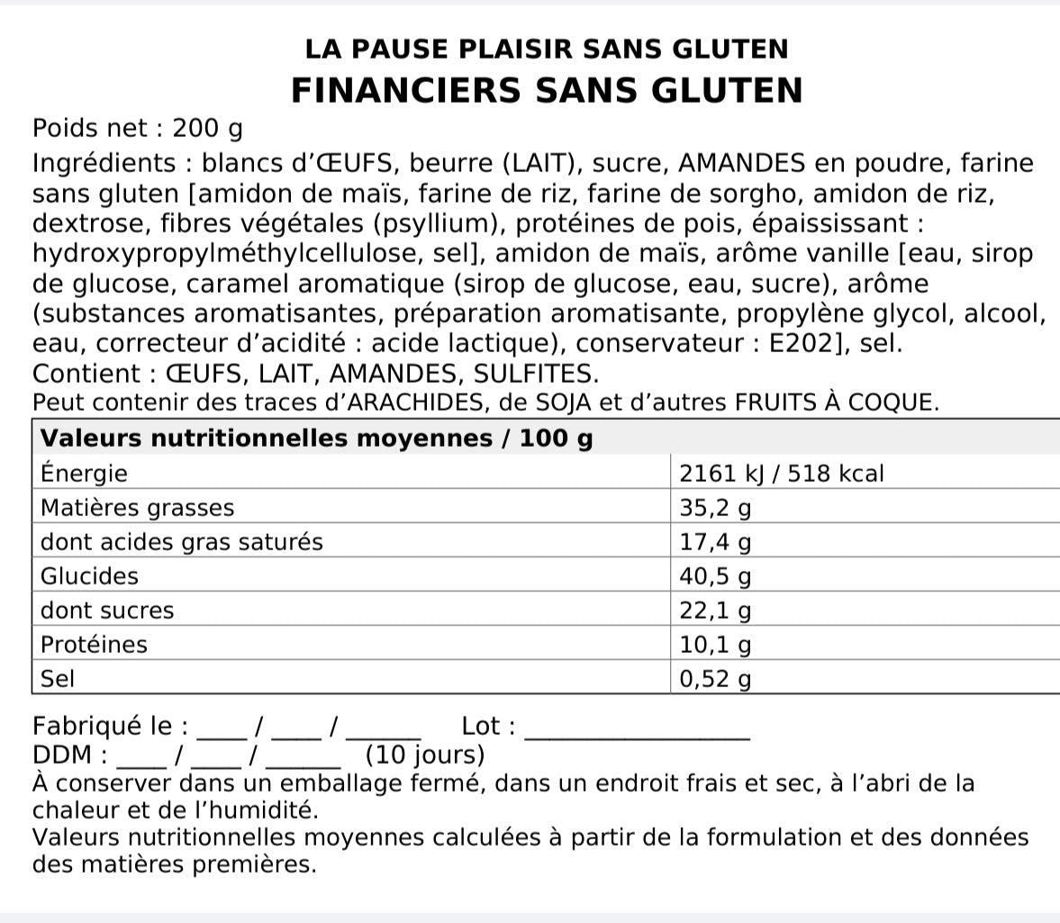 Financiers sans gluten