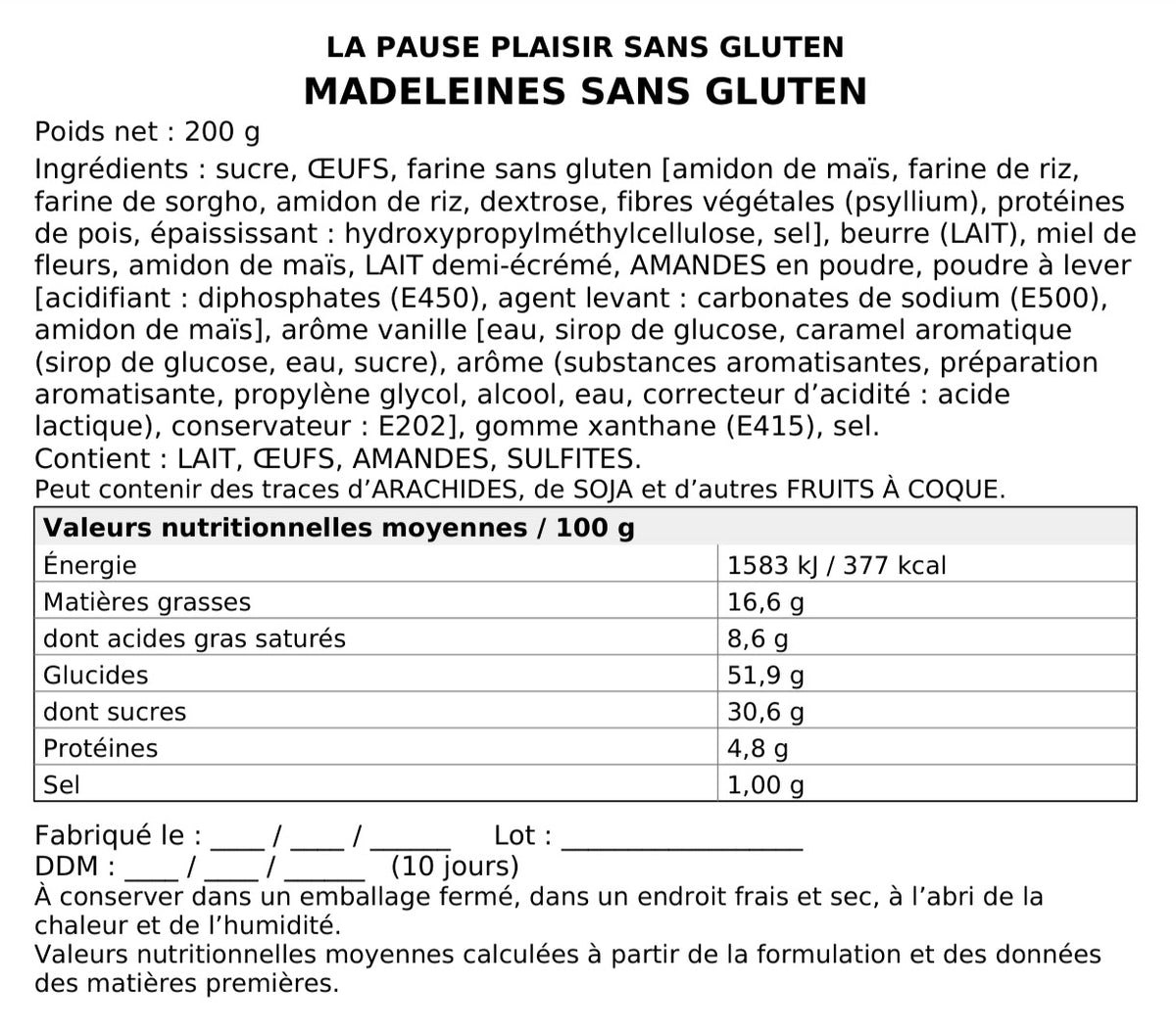 Madeleines sans gluten