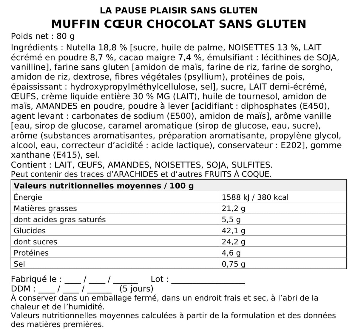 Muffins cœur chocolat sans gluten